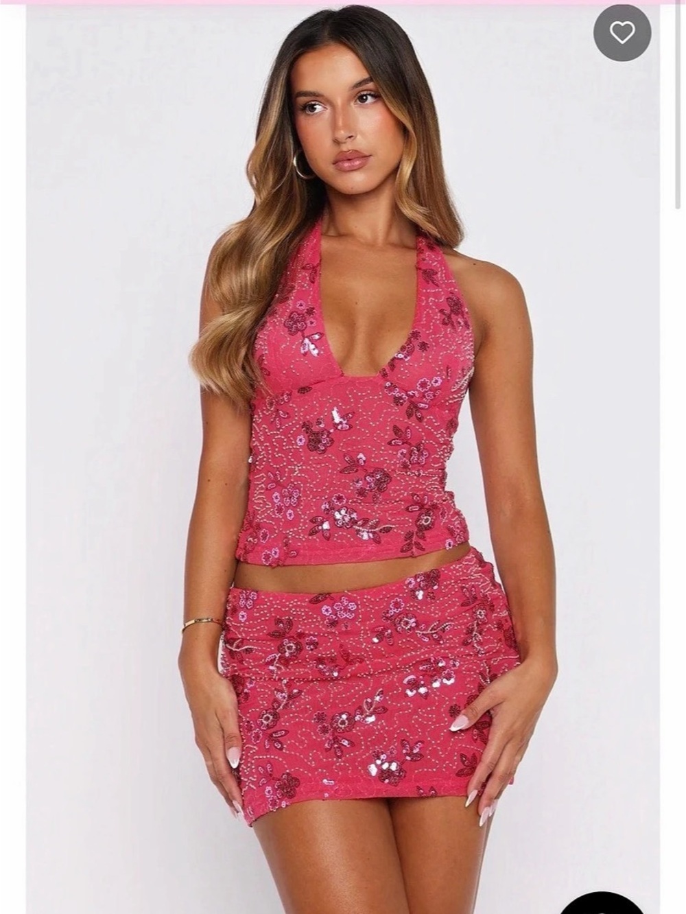 White Fox - You Can Be Mine Beaded Top Beaded Halter Crop Top